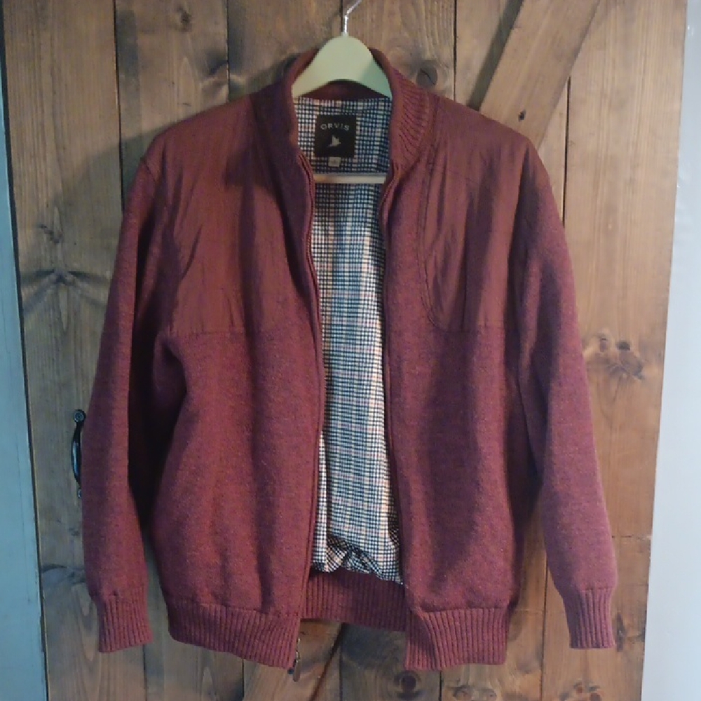 Orvis Men's Burgundy Zip-Up Sweater